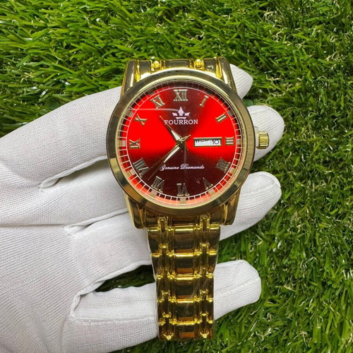 Luxurious Golden and Red Men's Watch New