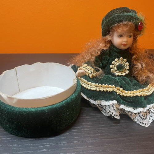 Porcelain doll jewelry box like new