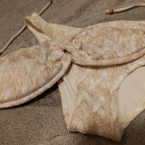 H&M white gold strapless bikini