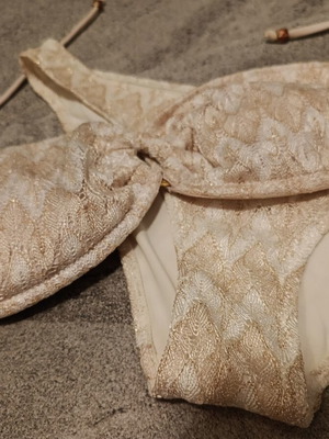 H&M white gold strapless bikini
