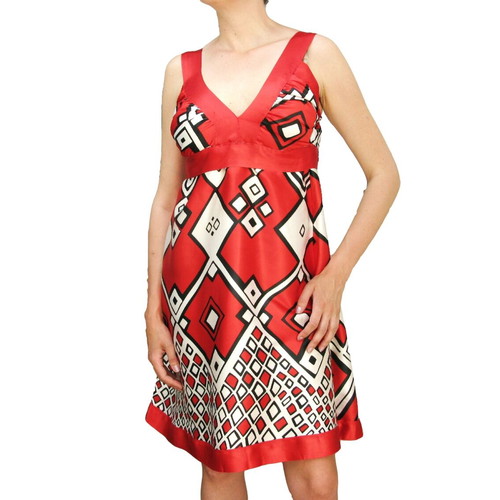 Midi Satin Dress like new, red and white, size M