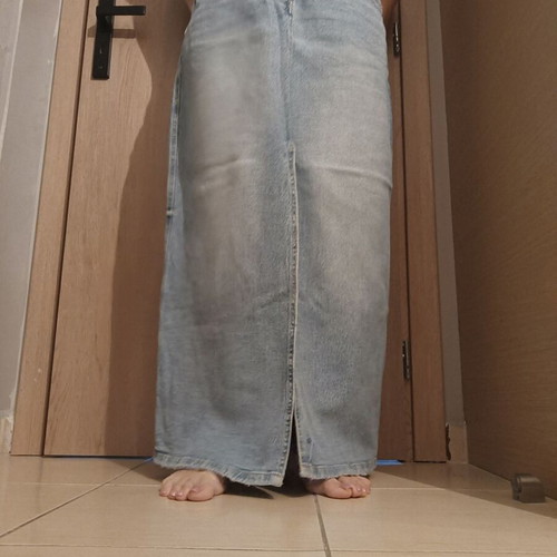 Zara long denim skirt like new with front slit size L