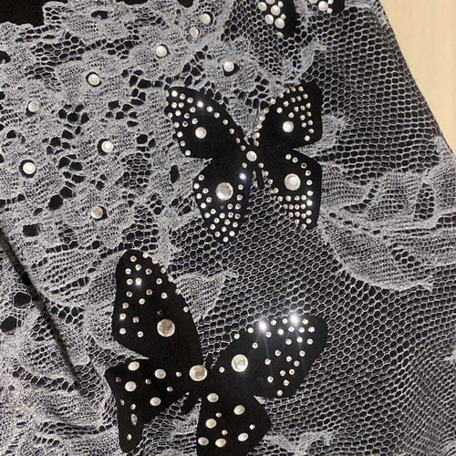 Anais blouse like new, black, decorated with butterflies and rhinestones