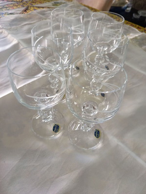 Bohemia Glass Set of 6 Crystal Sherry Glasses Vintage Czech