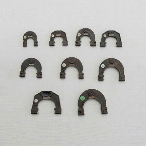 Vintage measuring calipers used, set of 9, industrial tools