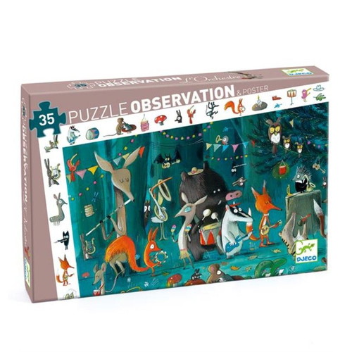 Puzzle Concert in the Forest 35 Pieces with Observation Poster Djeco