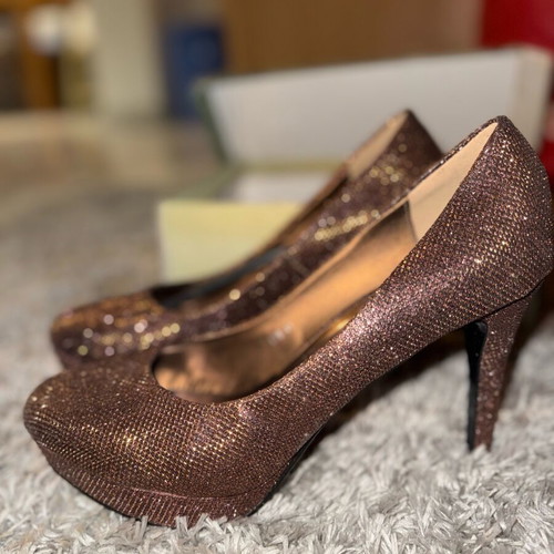 Glitter platform high heels bronze copper by Viadante new