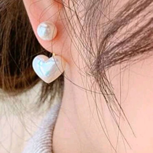 Pearl earrings with heart design from stainless steel new