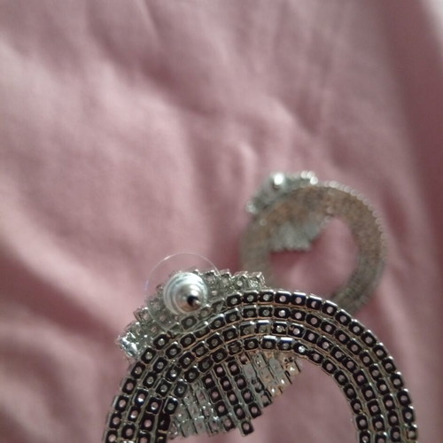 Hoop earrings with rhinestones, diameter 5cm, new