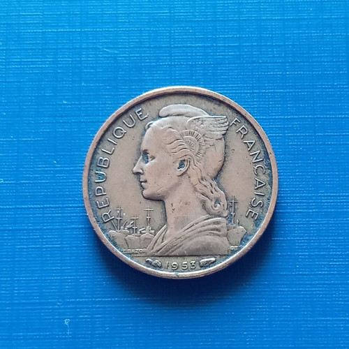 Madagascar 10 Francs Coin 1953 used