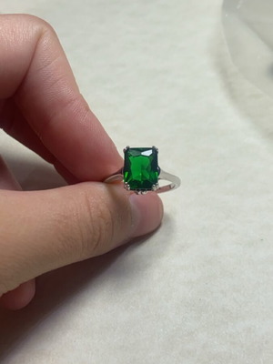 Handmade silver ring with green stone new