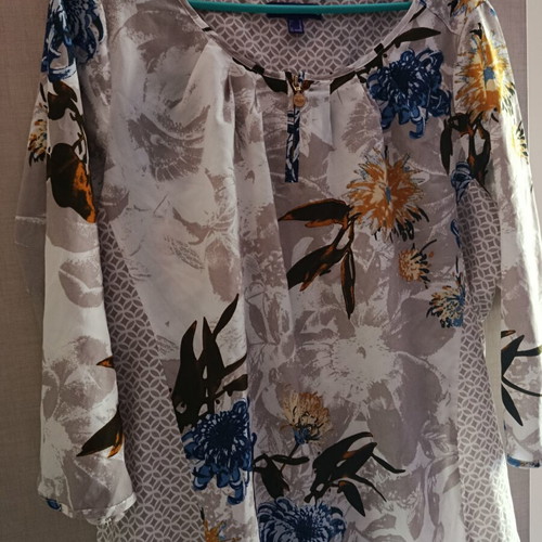 Boho women's blouse, size L / 40 / 12, white