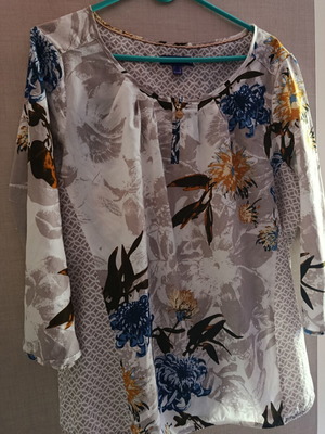 Boho women's blouse, size L / 40 / 12, white