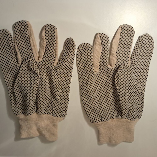 Men's fabric work gloves with anti-slip PVC dots new, size L/XL