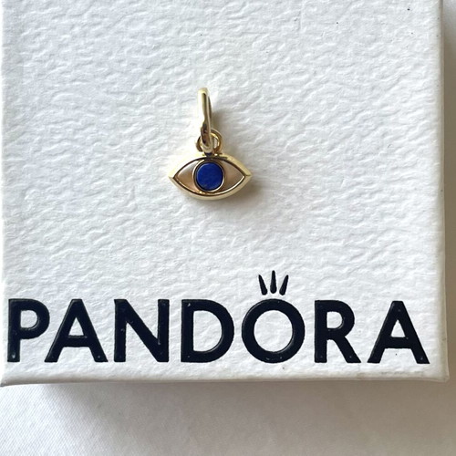 Pandora pendant with blue eye 14K gold plated, unused with packaging