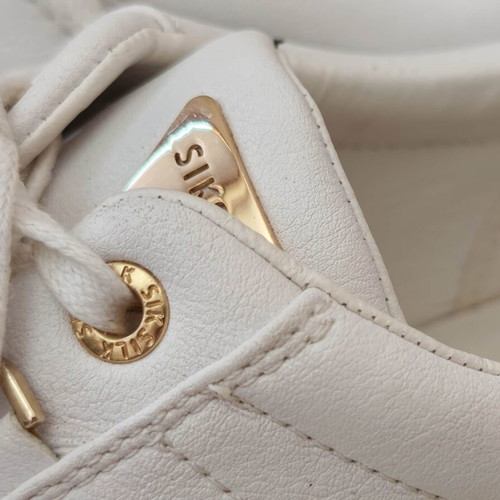 Siksilk leather shoes, white, size 43