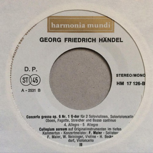 Georg Friedrich Händel Collegium Aureum Concerto Grosso Op. 6 Nr.1 G-Dur vinyl near mint
