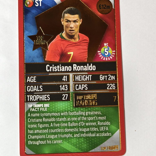 Cristiano Ronaldo Top Trumps World Football Stars Gold Foil Card