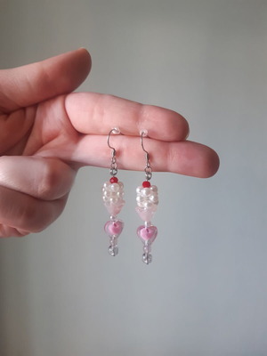 Strawberry Milkshake handmade earrings in pure stainless steel new