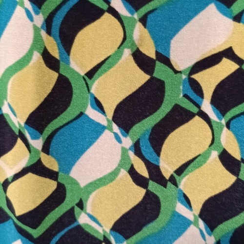 Sleeveless dress like new, geometric pattern, blue and green, XXL