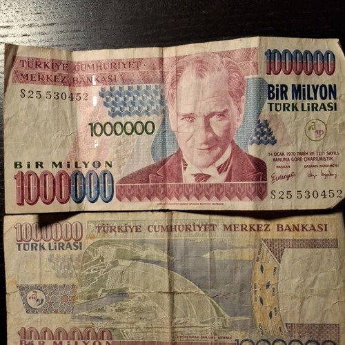 Turkish banknote 1 million lira used, 1970 with Kemal Atatürk