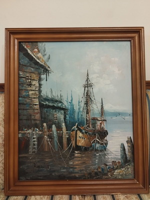 «Λιμάνι» ελαιογραφία σε κορνίζα, 60 x 70 εκ.