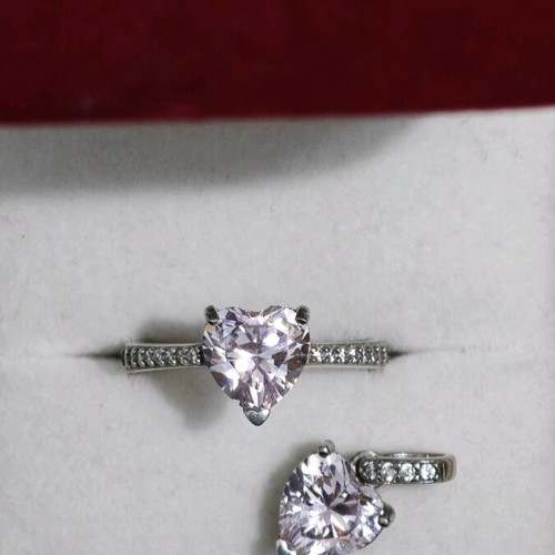 925 Silver Jewelry Set with Pink Stone and Zirconia new