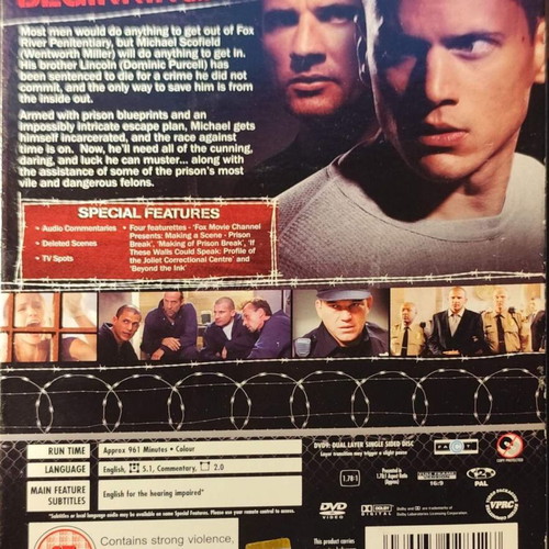 Prison Break DVD used, the complete first season, 6-disc set, English subtitles