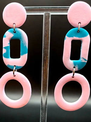 Handmade polymer clay dangle earrings new with stainless steel stud