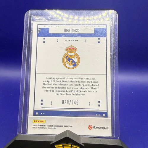Luka Doncic 2025-26 Panini Select EuroLeague #2 Score White Ice Prizm card new