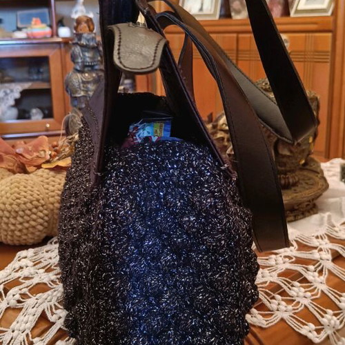 Handmade black A To Z Greek handbag