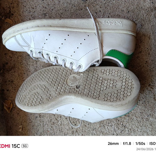 Adidas Stan Smith athletic shoes used, size 38, white