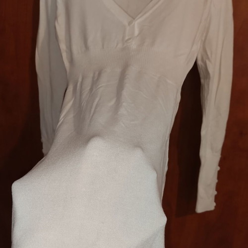 Pink Woman knitted cotton dress new, small, white cream