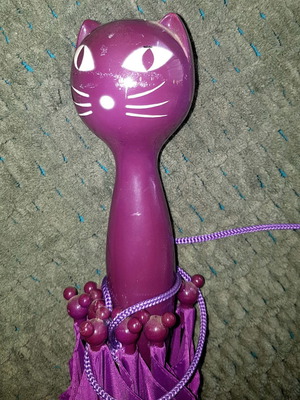 Large umbrella with cat paws print, purple