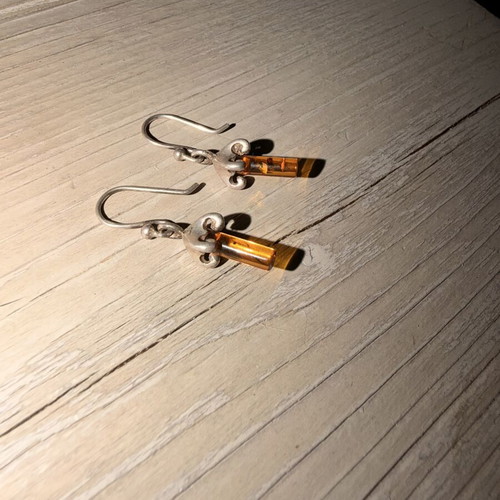 Silver earrings with amber, like new