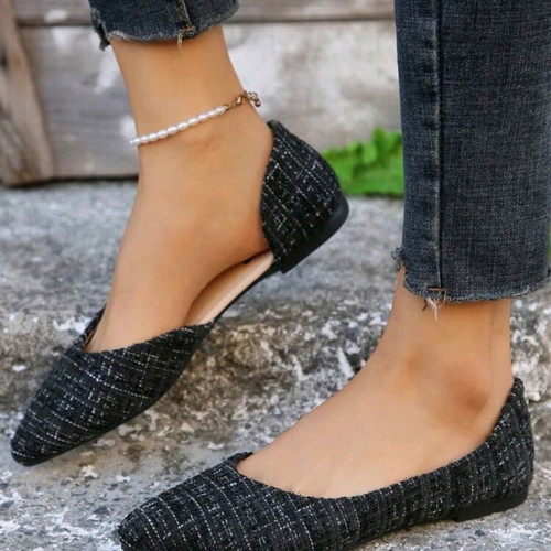 Ballerina shoes new tweed black with silver details size 39
