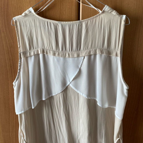 Zara sleeveless dress with double fabric new, white and beige, size L