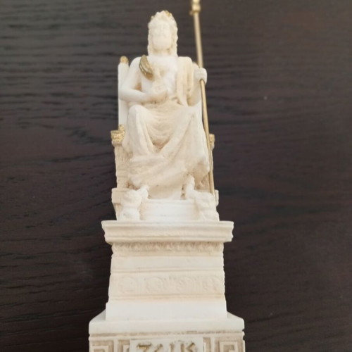 Zeus Statue on Throne alabaster, new, 17cm