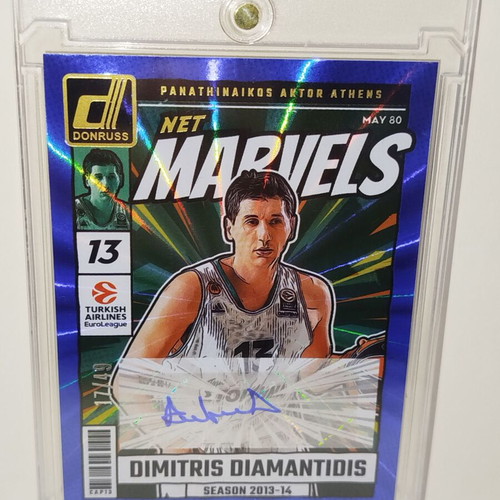 2024-25 Donruss Euroleague NET Marvels Card with Dimitris Diamantidis Signature Blue Laser