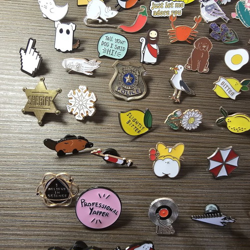 Pins with various colorful designs