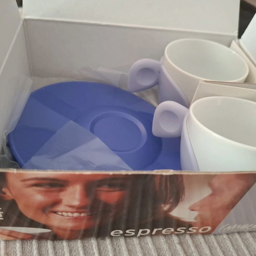 Tupperware porcelain espresso cup set with saucers, 2 pieces