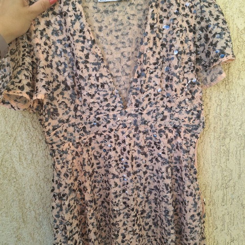 Coctail Zara dress with sequins like new, black and beige
