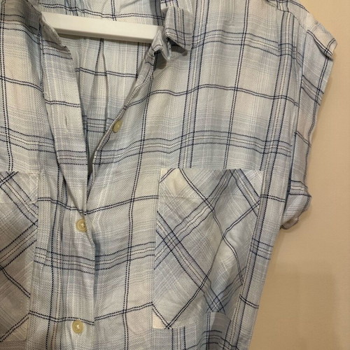 Gap shirt dress white and blue checkered used, size S