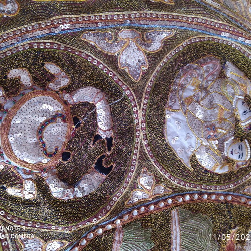 Kalaga used tapestry from Myanmar with embossed zodiac motifs