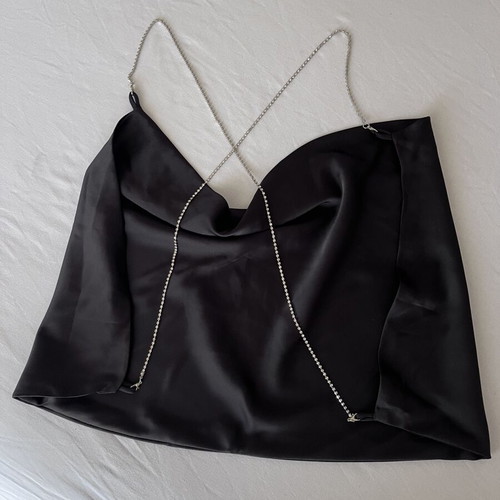 Satin backless top with rhinestone straps like new, Shein, black, size S