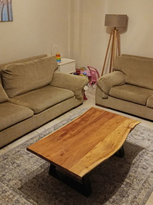Living room sofa set used with removable Kalamata covers, table and sideboard