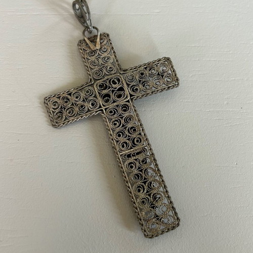 Handmade cross used with filigree decoration and crucifix Christ figure