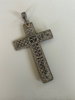 Handmade cross used with filigree decoration and crucifix Christ figure