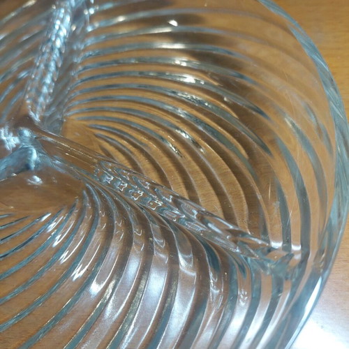 Vintage crystal platter like new with embossed designs 21x21