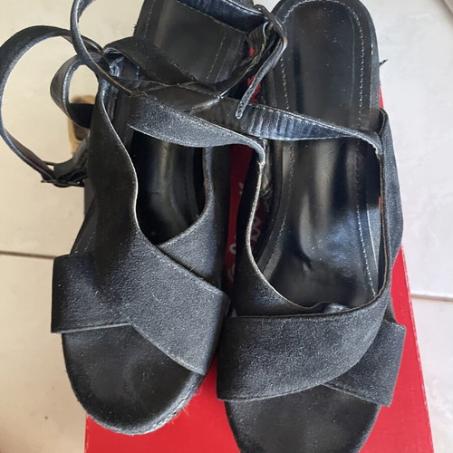 Espadrilles leather platform sandals black size 37 like new